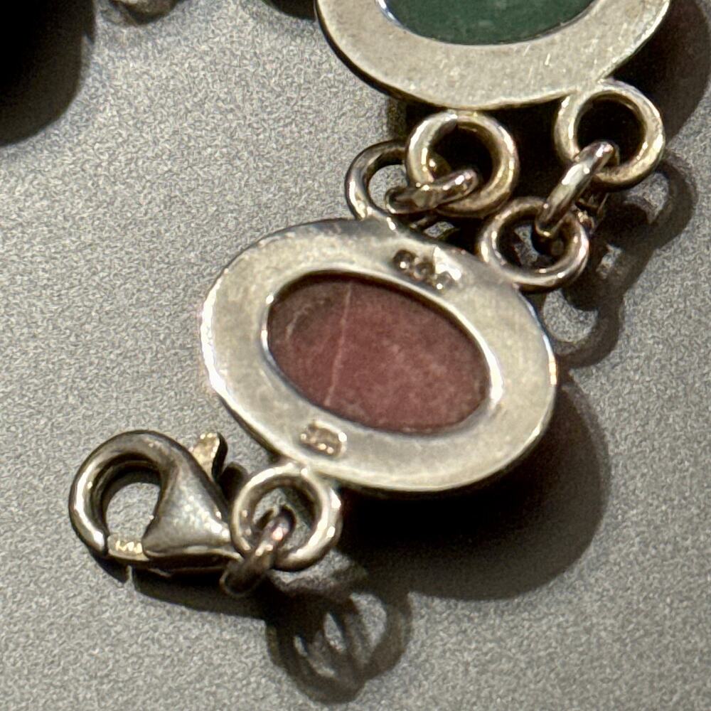 Vintage Gemstone Sterling Silver Egyptian Scarab Bracelet - Picture 9 of 9